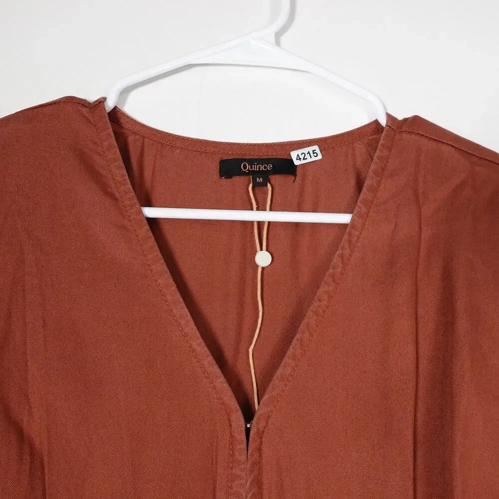 Quince Rust Button-Front Mini Dress - Picture 6 of 10